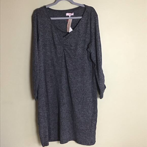 Millers Woman Gray long Sleeve Casual Midi  V-Neck Tunic Dress Sz. 16 NWT - Picture 3 of 8